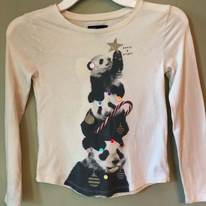 Gap long sleeve holiday T-shirt with pandas